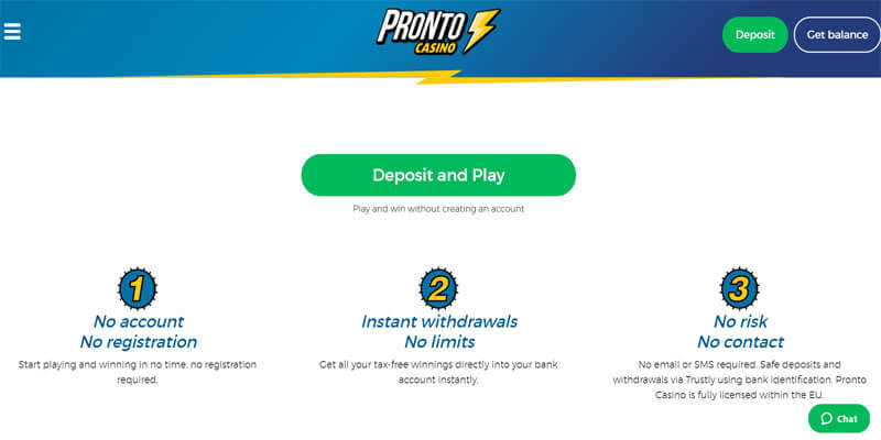 pronto casino homepage