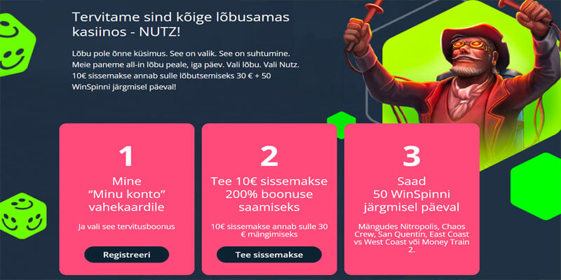 nutz kasiino boonus