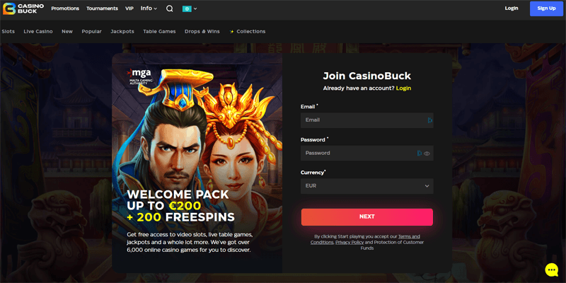 CasinoBuck startpagina