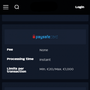 Stap 4 - kies Paysafe casino optie